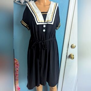 Standard Issuen -Inspired Black Dress with White Accents